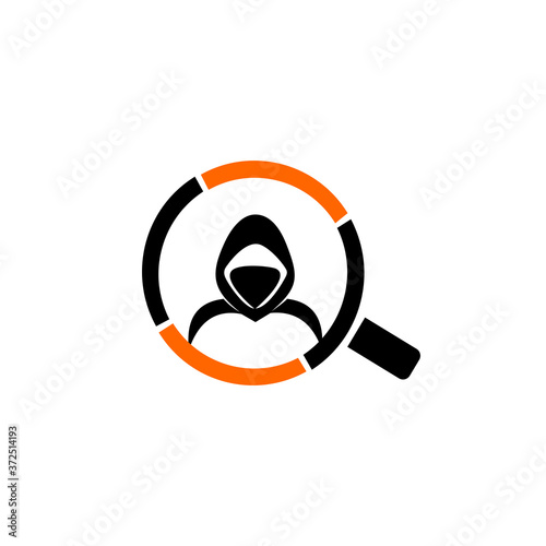 Hacker Icon, spy agent, Security shield. .Logo for buttons, websites, mobile apps and other design needs.