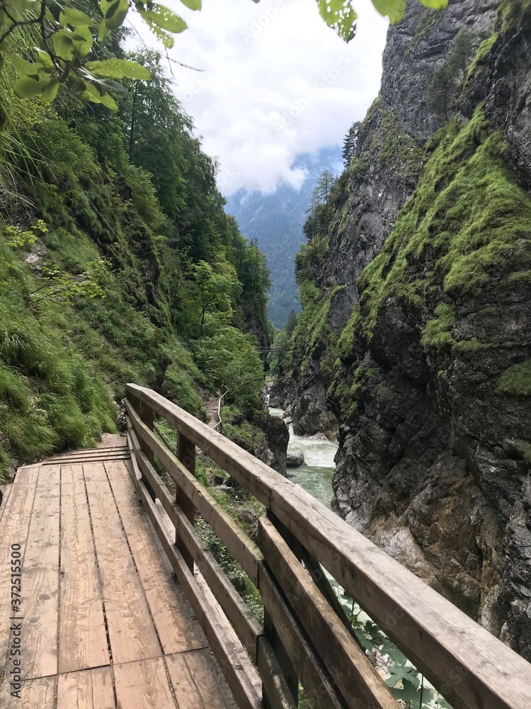 wooden bridge over the river