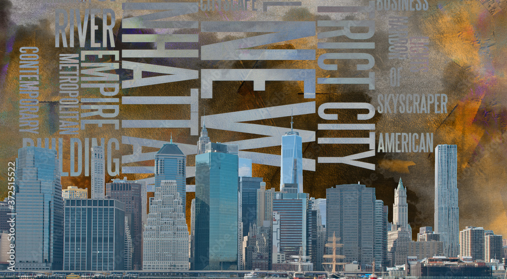 NYC Landscape. Modern urban art. 3D rendering