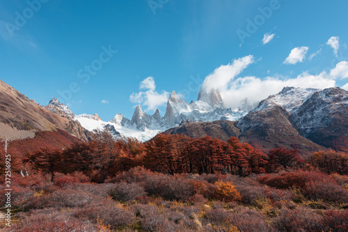 Stunning autumn scenery. Popular tourist attraction. The location is in the Glacier National Park of Argentina, South America.