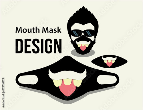 Mustache and big teeth funny face mask design vector illustration