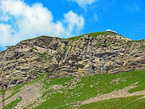 Alpine peak Bonnistock below the Melchsee and Tannensee lakes and in the Uri Alps mountain massif, Melchtal - Canton of Obwald, Switzerland (Kanton Obwalden, Schweiz) photo