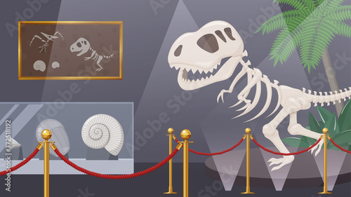 恐竜の化石を展示した博物館のイラスト 16 9 Stock Vector Adobe Stock