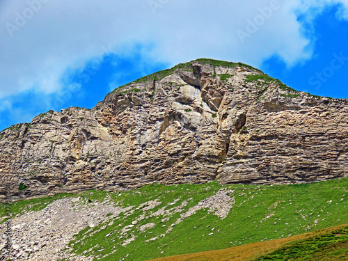 Alpine peak Tannenschild between the Tannensee lake and Melchtal Valley, Kerns - Canton of Obwald, Switzerland (Kanton Obwalden, Schweiz) photo