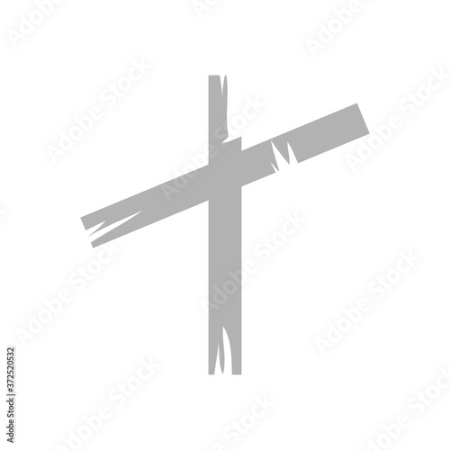 wooden cross icon, flat style