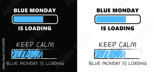 Slogan Hello or happy blue monday with smile Vector icon sign The most depressing day of the year The day commit suicide and depression motivation, third monday January Funny sadness cartoon smiling