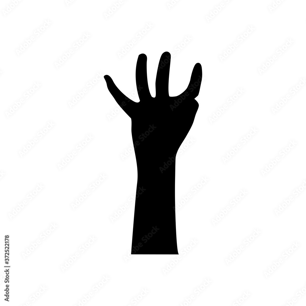 Fototapeta premium halloween zombie hand icon, silhouette style