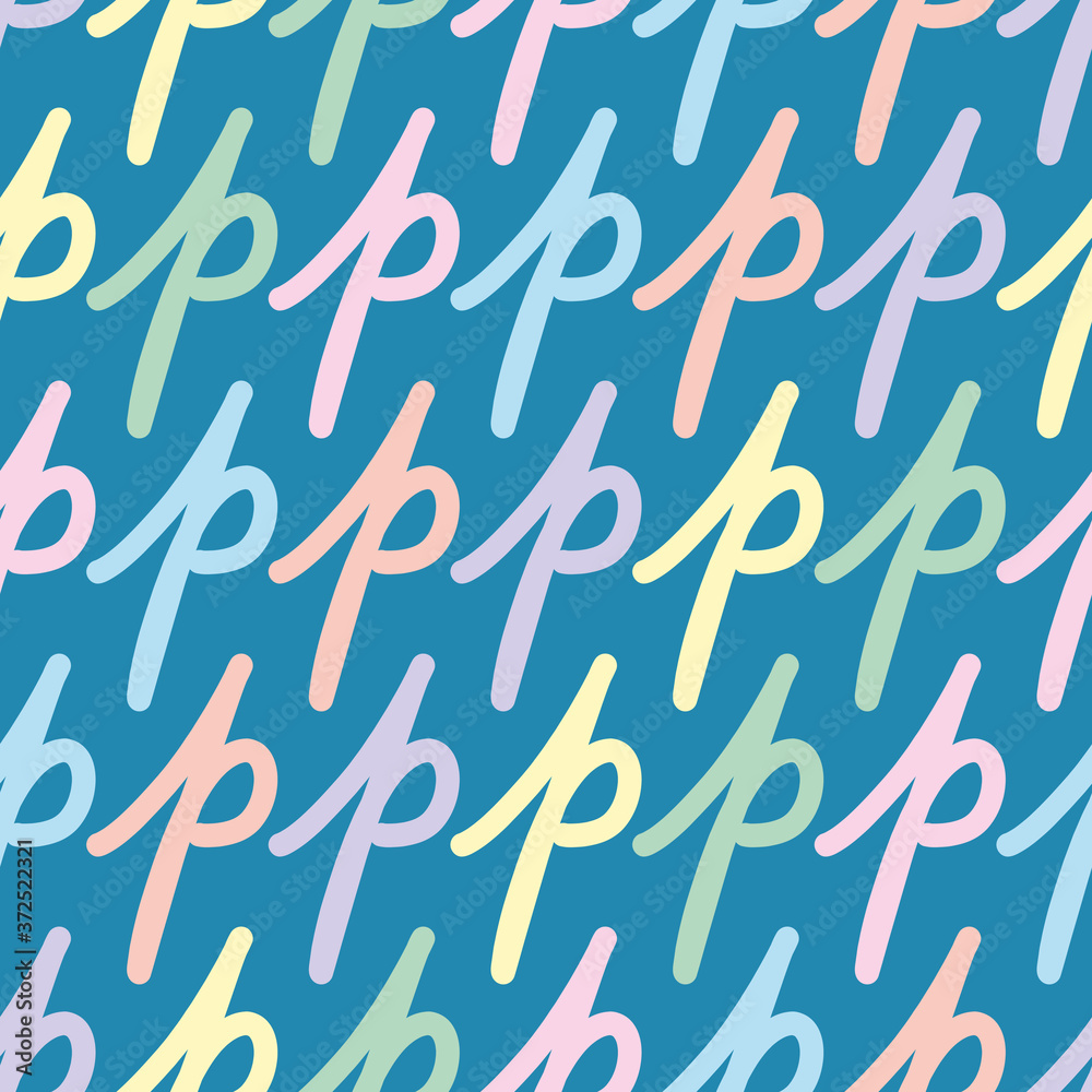 Script letter P vector seamless pattern . Lower case hand written illustration background. Script letter P vector seamless pattern . Lower case hand written illustration background.