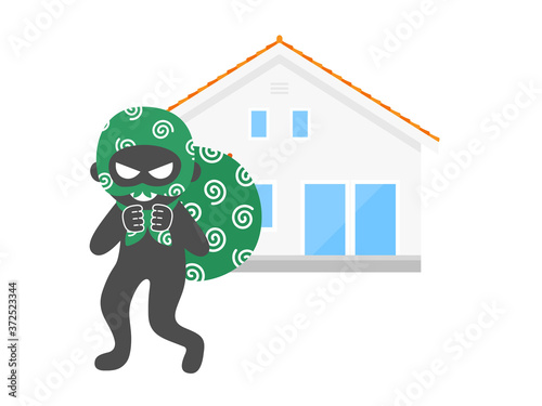 住宅に侵入した泥棒のイラスト