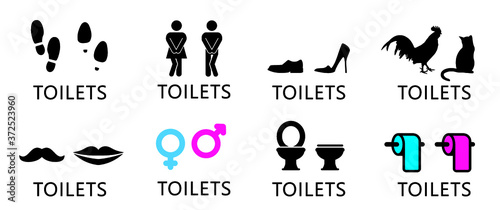 Wc world toilet day. Bathroom or restroom icons. Funny vector pissing signs. For handicap people, woman, man or gender to peeing pictogram. Human handicap toilets seat   with wheelchair logo. 