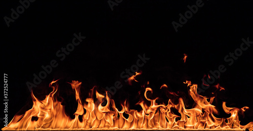 fire flames on a black background, close-up