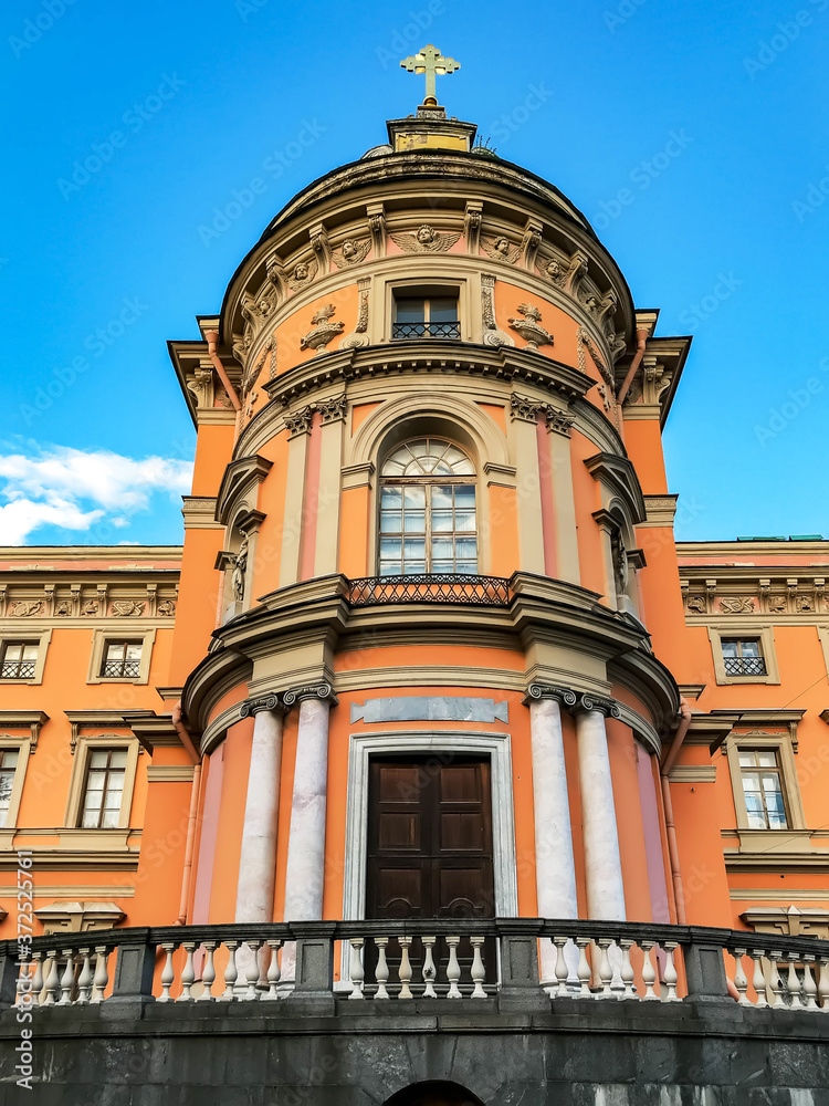 Saint Michael's Palace, Mikhailovsky or Engineers' Castle. Unique urban landscape center Saint Petersburg. Central historical sights city. Top tourist places in Russia. Capital Russian Empire