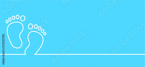 It is a boy. New born, pregnant or coming soon footprints shoes and shoe sole slogan. Kids or baby feet and foot steps Fun vector footsteps icon for print. Quote Love heart blue boy or pink girl sign.