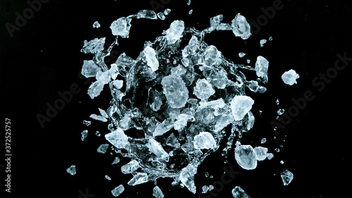 Crushed ice in motion, isol...