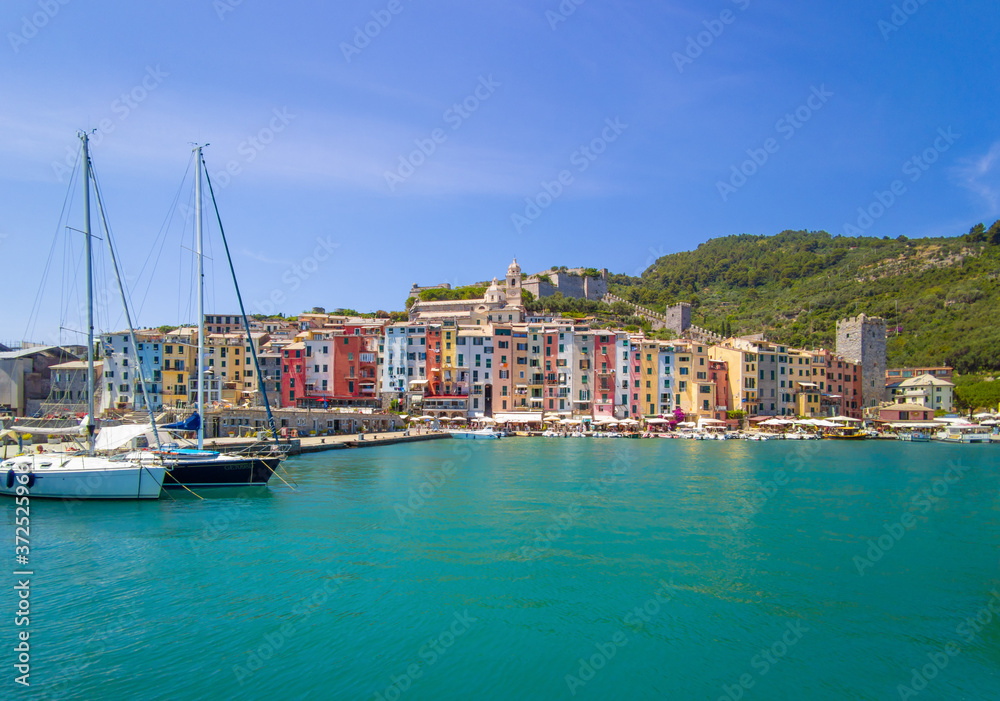 Porto Venere (Italy) - The town on the sea also know as Portovenere, in the Ligurian coast, province of La Spezia, after lockdown Covid-19; with Cinque Terre designated by UNESCO World Heritage Site