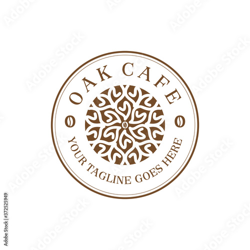emblem logo design for coffee shop business logos. oak cafe concept ideas. vector icon illustration inspiration.