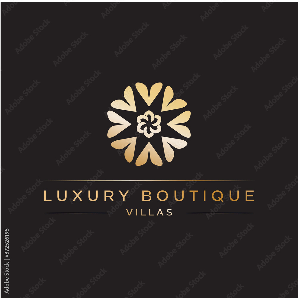 clean, elegant, luxury, modern logo design, with boutique-style, with leaves, flowers, loves. Vector icon illustration inspiration