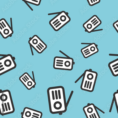 Vector illustration of a seamless pattern with radios on a light background.