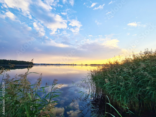 sunset over the river