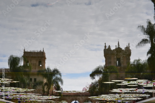 Reflection of two buildings in the water