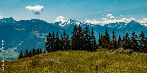 Beautiful alpine view at the famous Zillertaler Hoehenstrasse, Tyrol, Austria photo