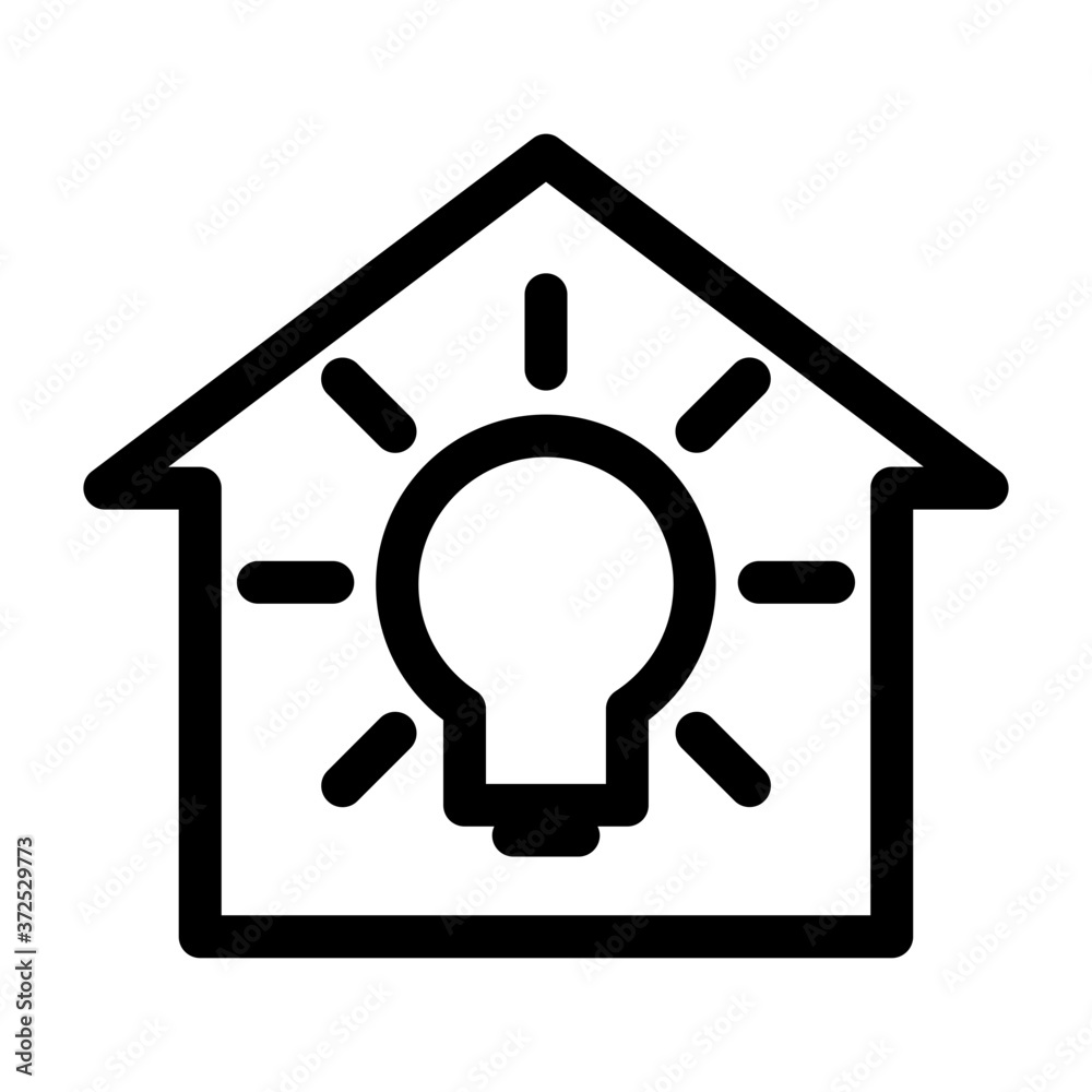 House icon with lamp inside House icon with lamp inside