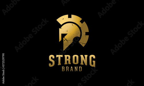 Spartan logo. Spartan logo for sale. Golden spartan helmet logo.