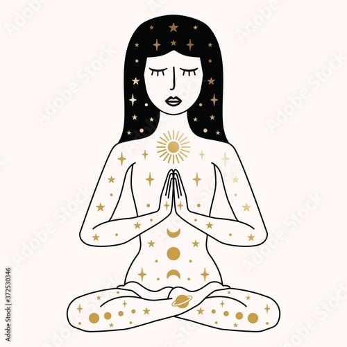 Woman Praying Illustration in Vector.
