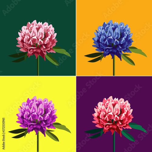Card with multi-colored variations of the clover flower
