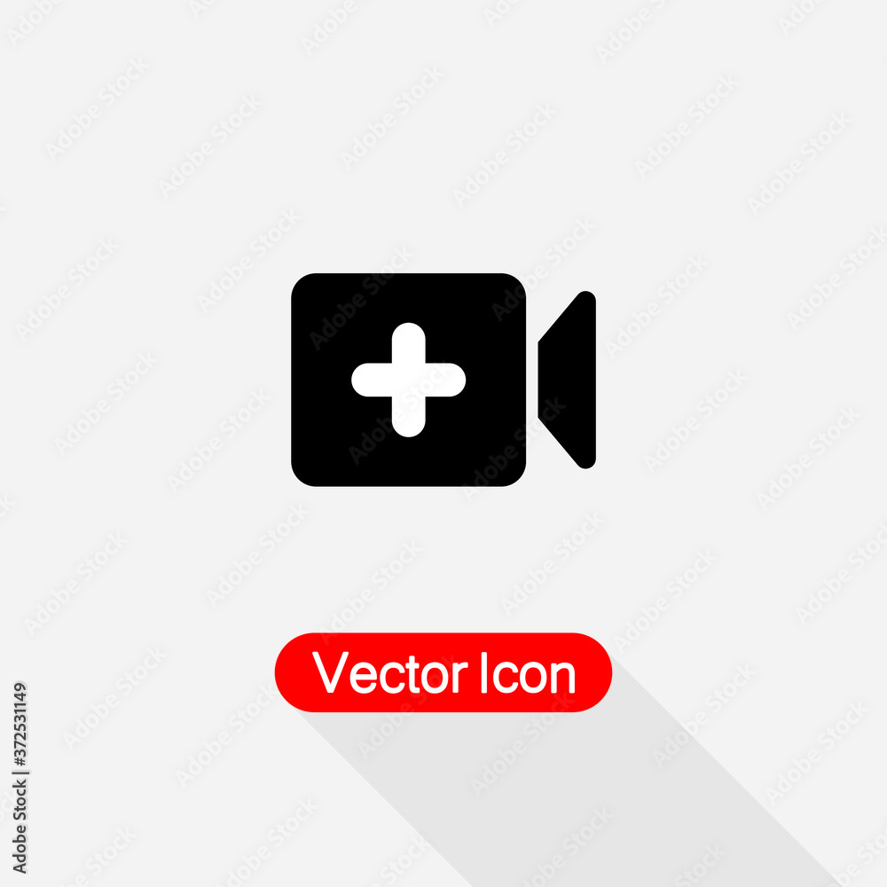 Fototapeta premium Add Video Icon, Video Camera Icon Vector Illustration Eps10