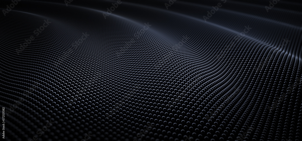 Abstract black particle wave background - 3D illustration Abstract black particle wave background - 3D illustration