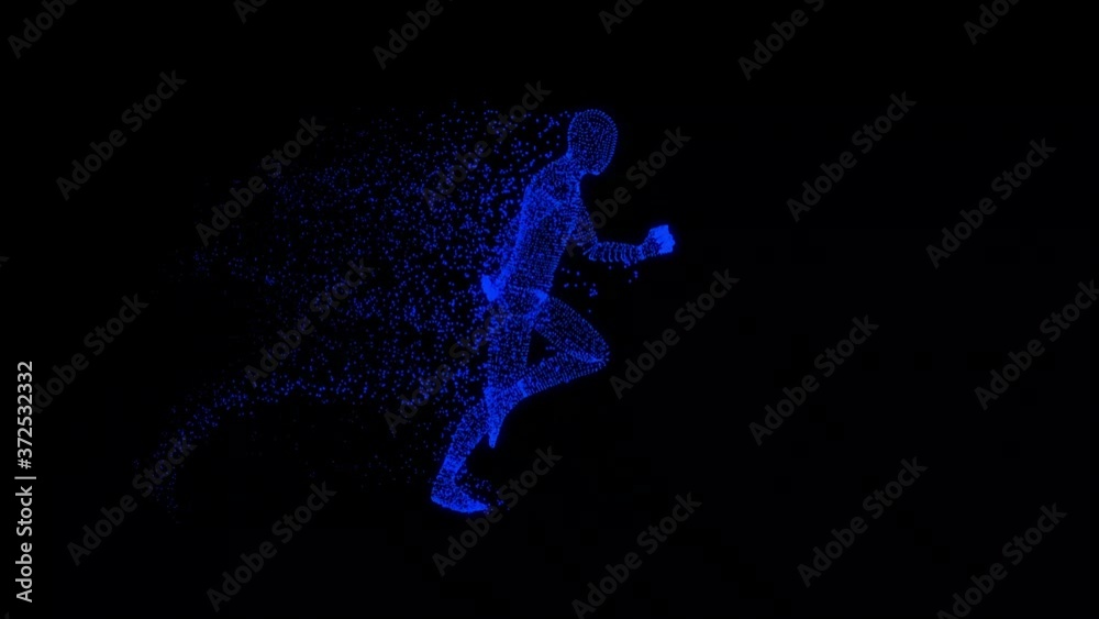 hologram Human running Wireframe Vr Hi Tech Futuristic si fi 