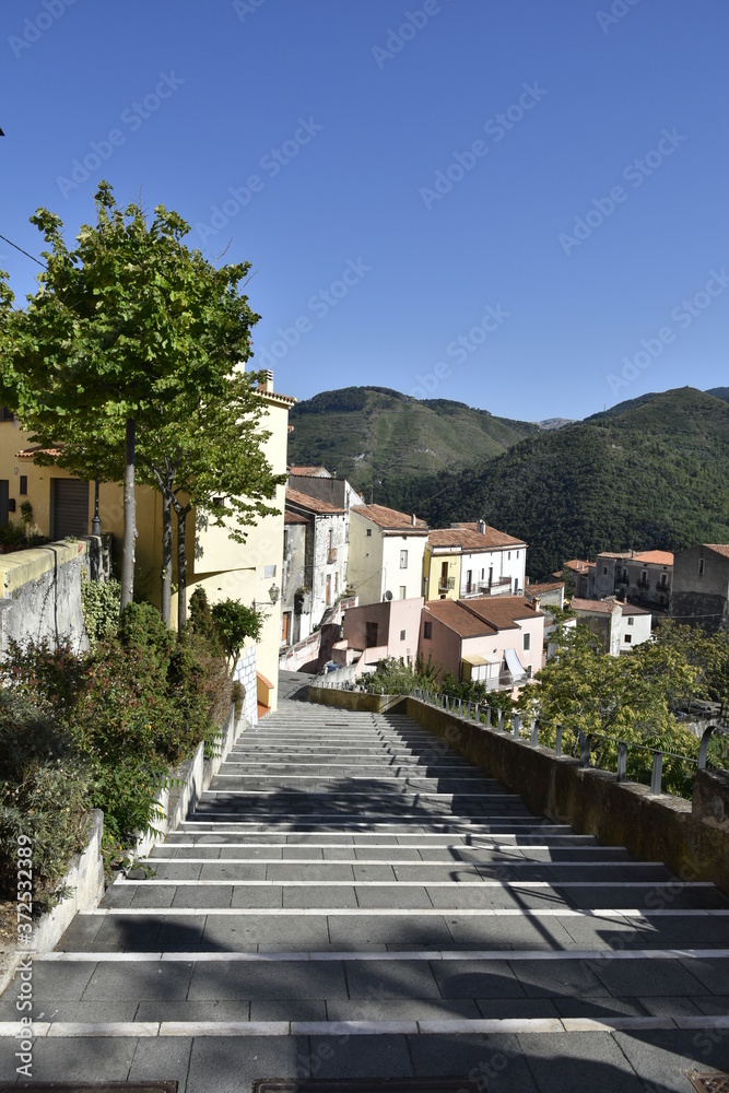 Panoramic view of Tortora, a rural village in the mountains of the Calabria region. Panoramic view of Tortora, a rural village in the mountains of the Calabria region.