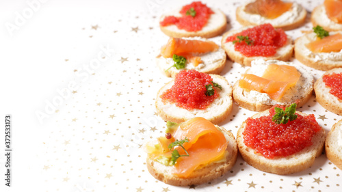 canape with caviar and smoked salmon- festive christmas finger food