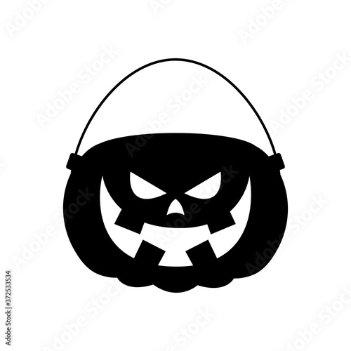 Halloween pumpkin treat bucket icon silhouette style