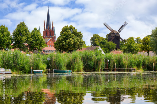 Werder an der Havel mit Heilig-Geist-Kirche und Windmühle photo