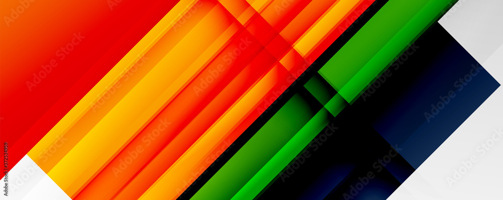 Obraz Geometric abstract backgrounds with shadow lines, modern forms, rectangles, squares and fluid gradients. Bright colorful stripes cool backdrops