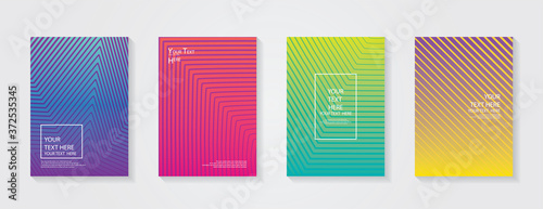 Minimal modern cover design. Dynamic colorful gradients. Future geometric patterns. Blue, pink, yellow, green, orange, purple placard poster template.
