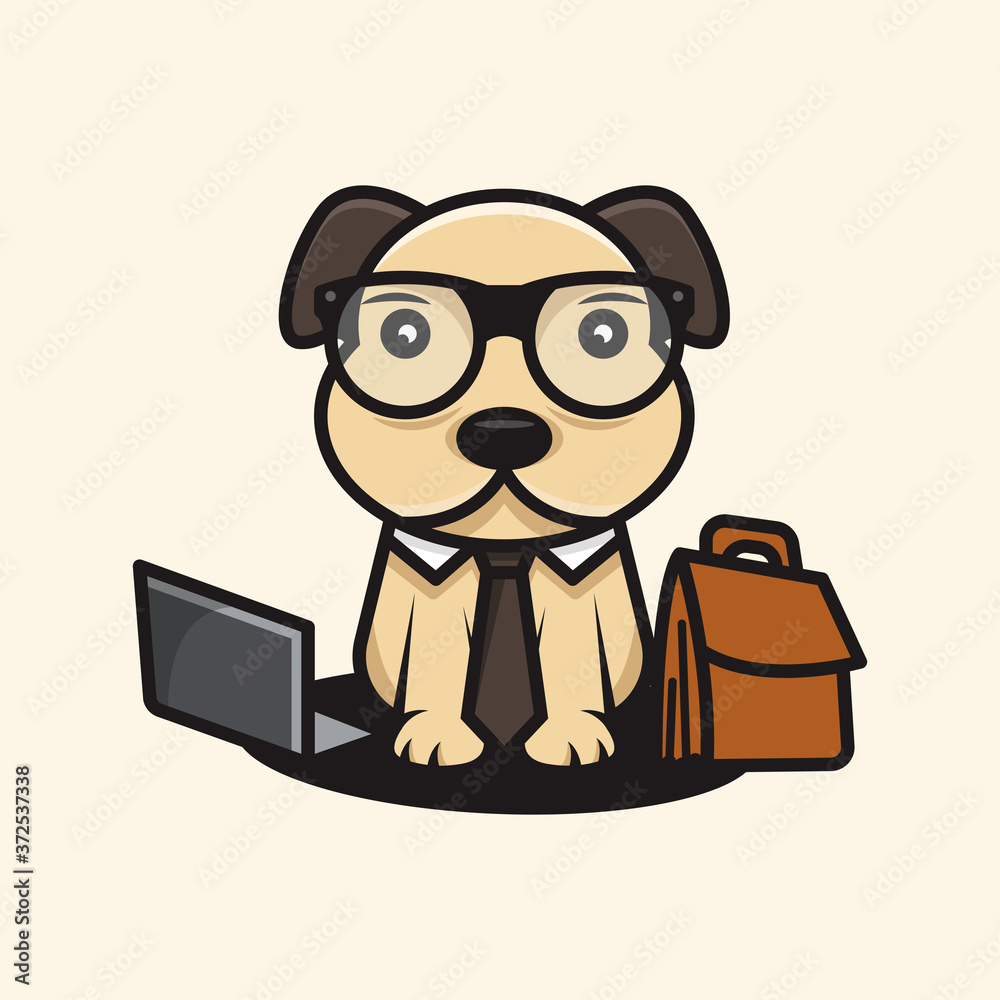 cute business dog illustration. suitable for use as icons, stickers, and logo elements