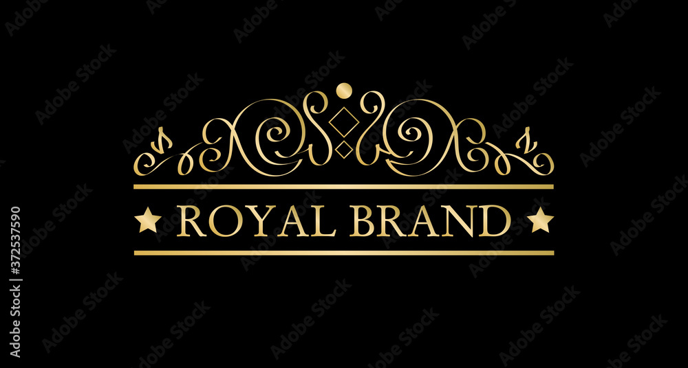 VINTAGE LOGO ROYAL BRAND. Logo template calligraphic elegant ornament lines. Sign for Restaurant, Royalty, Jewelry, Boutique, Cafe, Hotel, Heraldic.