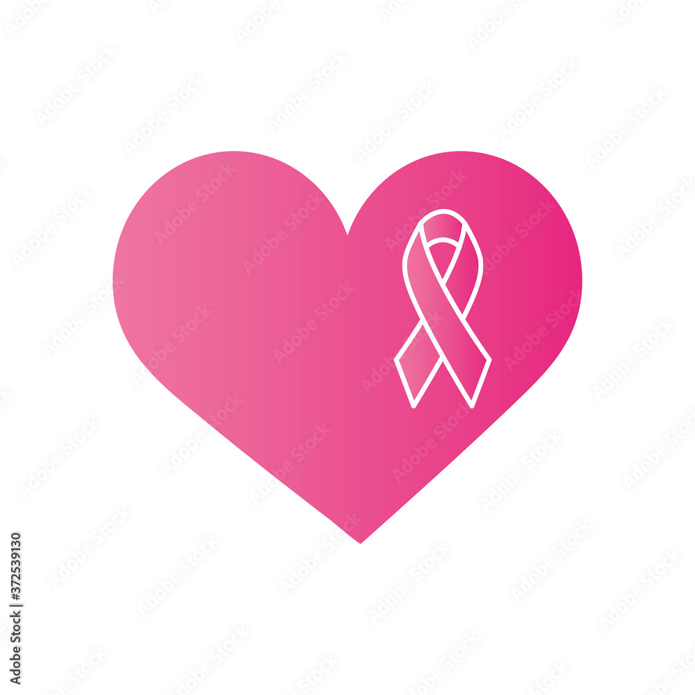 heart with cancer ribbon icon, gradient style