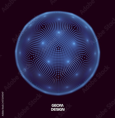 3d sphere made of particles in. Technology background vector. Digital technology background. Modern science background