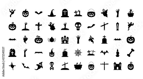 halloween icon set, silhouette style