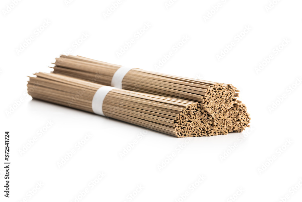 Uncooked soba noodles. Traditional Japanese noodles. Uncooked soba noodles. Traditional Japanese noodles.