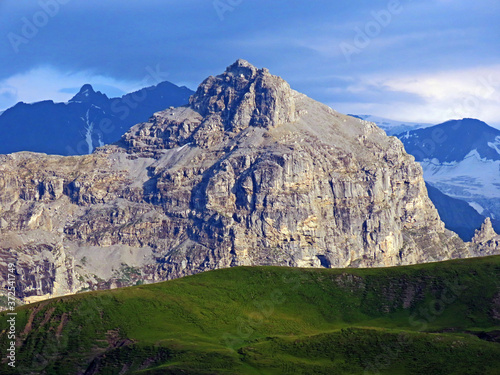 Alpine peak Tällistock (Taelistock) between the Gäntel (Gaentel) and Gadmertal valleys and in the Uri Alps mountain massif, Engelberg - Canton of Obwald, Switzerland (Kanton Obwalden, Schweiz) photo