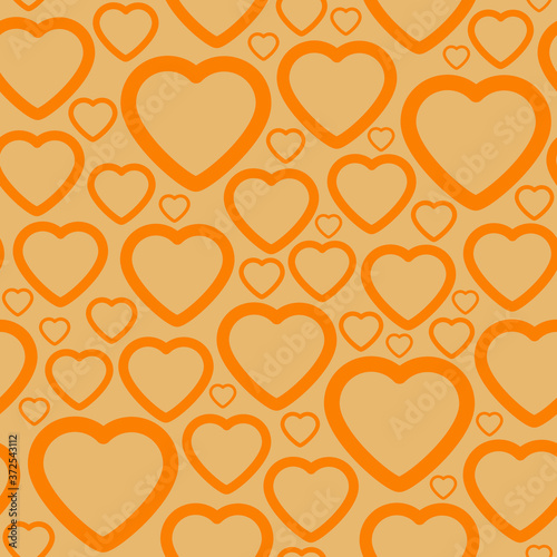 Pattern of orange hearts on a beige background