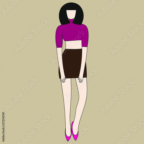 Woman in crop top and short skirt