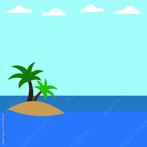 Island with palm trees in the ocean