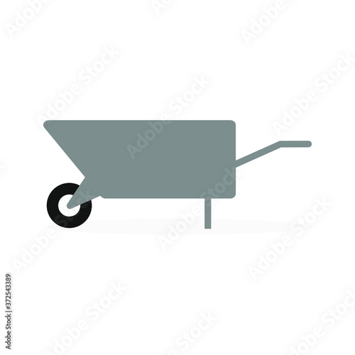 Gray wheelbarrow on a white background