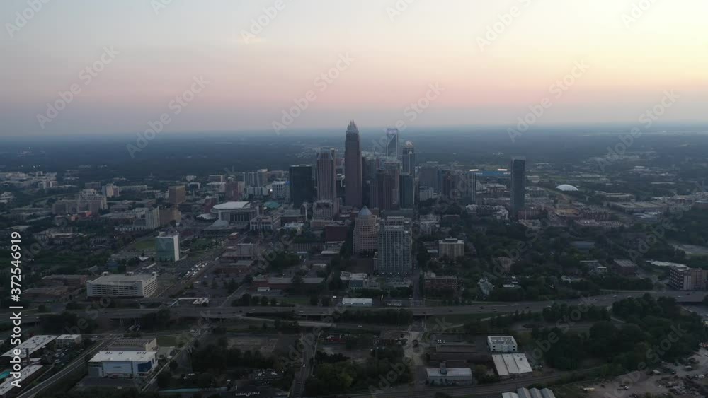 Charlotte Bank of America Stadium Carolina Panthers North Carolina Stadium Sunny Partly Cloudy Summer Sunrise Sunset Aerial 4K Charlotte Bank of America Stadium Carolina Panthers North Carolina Stadium Sunny Partly Cloudy Summer Sunrise Sunset Aerial 4K